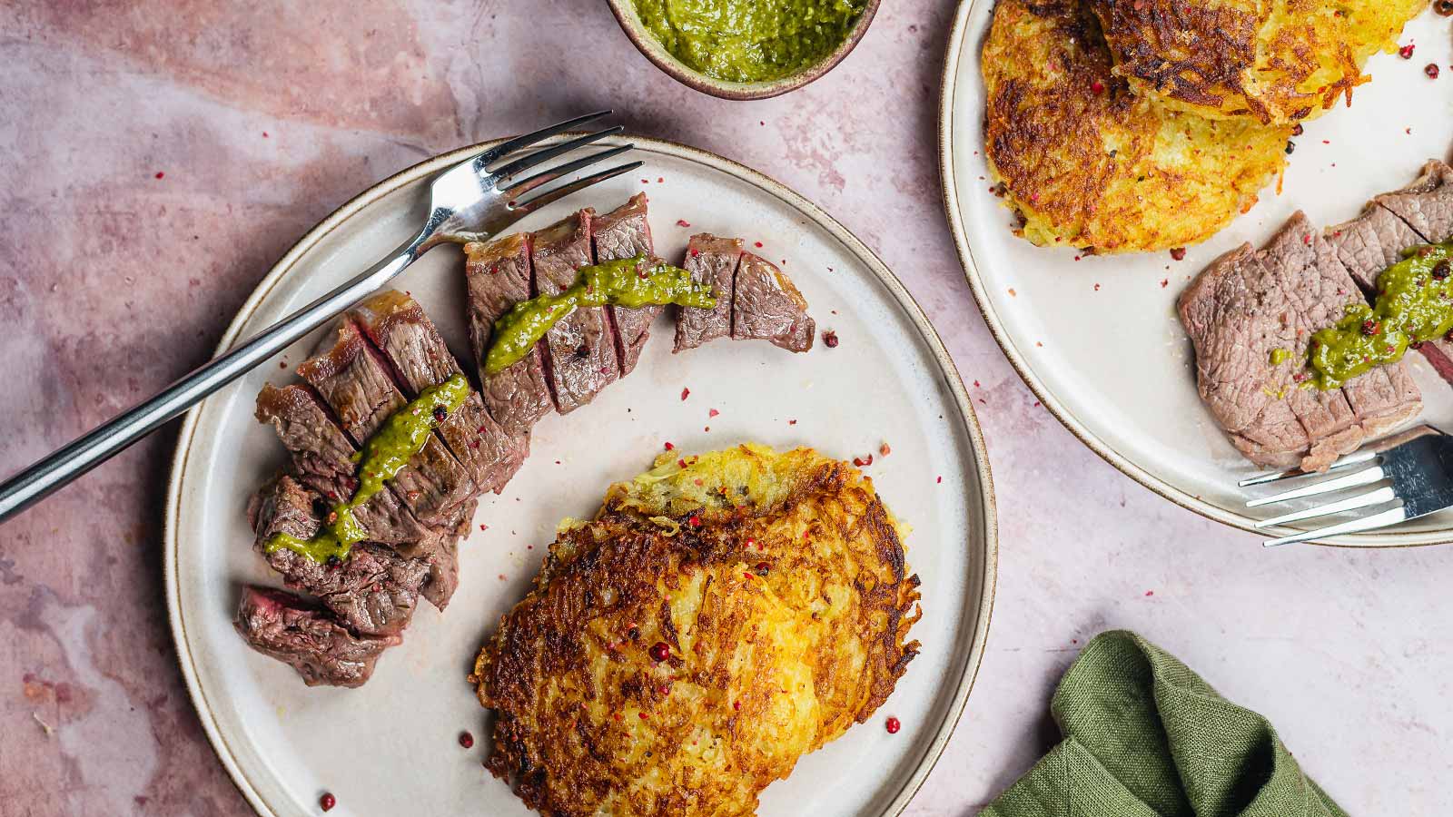 Bife braseado com rosti de batata